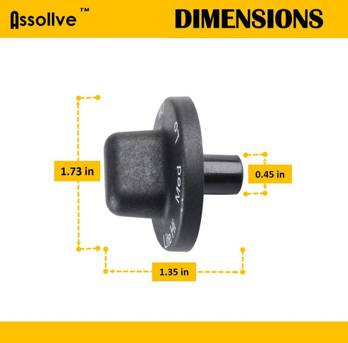 Assollve (4-Pack 71001641 Replacement Range Burner Control Knobs, Compatible with Jenn Air May-tag Part Number 71001641 AP4088491 PS2077264 WP71001641