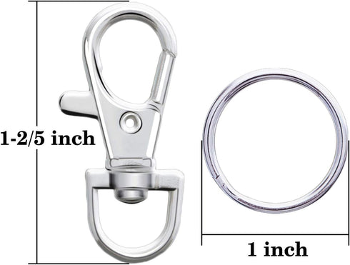 Metal Swivel Lanyard Snap Hooks and Split Key Rings Chain Hook Keychain, 100 Pieces...
