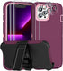 FEIYAR HOME for iPhone 13 Pro Max Heavy Duty Case with 2 Tempered Glass Protectors and Camera Lens Protector, Belt Clip Holster Kickstand - Milita...