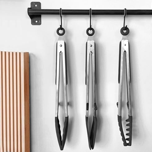 Tongs for Cooking, 12" Kitchen Tongs with Silicone Tips, Food Grade Serving Tongs Set of 3, Black...