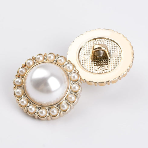30 Pcs Faux Pearl Buttons, Gold Retro Vintage Pearl Acrylic Buttons Round Buttons Sew on Buttons Embellishments for DIY Crafts, 18 mm...