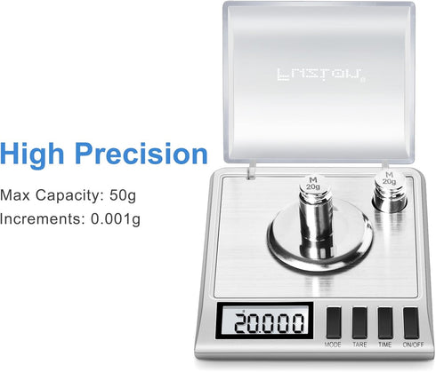 Fuzion Milligram Scale, 50g/0.001g Digital Milligram Scale with Calibration Weights, Jewelry and Gem Scale, Mg Scale for Powder Medicine, Reloadin...