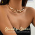 TWINKLEDE Fashion Chunky Choker Necklace Gold Twisted Abstract Metal Buckle Necklaces for Women...