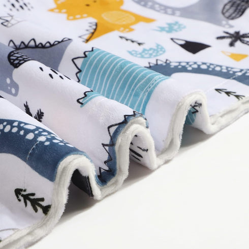 Baby Blanket for Boys Girls Soft Minky with Double Layer Dotted Backing, Color Dinosaurs Printed 30 x 40 Inch Receiving Blanket...