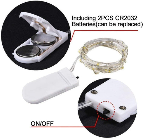 Fairy Lights Battery Operated Starry Firefly Silvery Wire String Lights 15 Pack 7.2ft 20 LED Jar Table Centerpiece for Wedding Christmas Halloween...