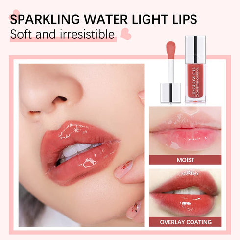 Hydrating Moisturizing Lip Glow Oil, Nourishing Glossy Transparent Plumping Oil, Non-sticky Tinted Toot Lip Balm for Lip Care...