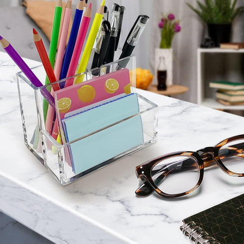 Pen Holder, Clear Acrylic Pen Holder for Desk, Makeup Brush Storage Organizer, Modern Desk Organizer for School, Home and Office....