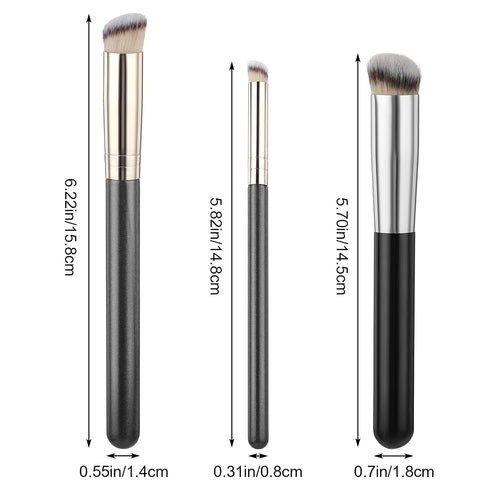 Qianyu 3 Pcs Kabuki Foundation Contour Brushes for Liquid Makeup Under Eye Nose Contour Setting Kabuki Brushes for Blending Liquid Cream Powder Co...