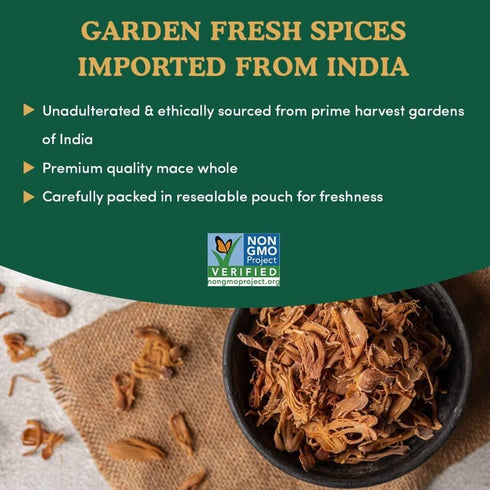 SPICE TRAIN Whole Mace (50g/1.76oz) Non GMO, Gluten Free, 100% Raw, Sourced from India, For Cooking, Smoothies, Lattes, Packed in Resealable Ziplo...