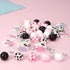 70pcs Chunk Beads,16mm Cow Print Wood Beads and 20mm Flat Wooden Beads Crystal Spacer Beads Set Focal Beads for Beadable Pens Ballpoint Pen Shaft ...