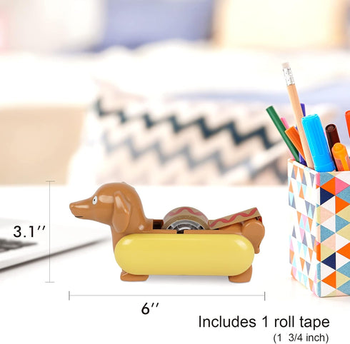 Animal Mini Tape Dispenser Hotdog Style, The Tastiest Way to Stick Things Together, Mini Animal Stationery for Home Office, Cute and Funny Desk Su...