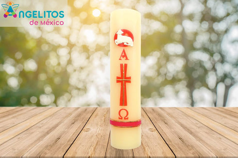 Printed Easter Paschal Candle Lent Sheep Alpha Omega Cirio Pascual Semana Santa Holy Week...