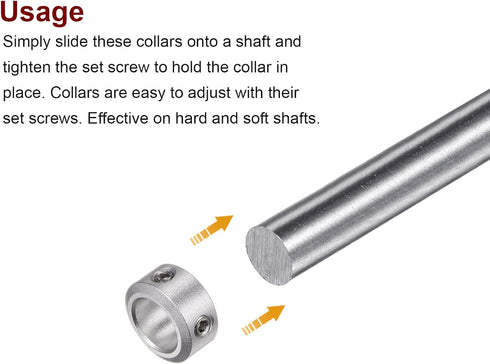 4pcs Shaft Collar 10mm Bore Aluminum Alloy Set Screw Shaft Collars, 16mm OD, 8mm Width, for Wheel Barrow Axle, Gearbox Assemblies, CNC Machine Too...