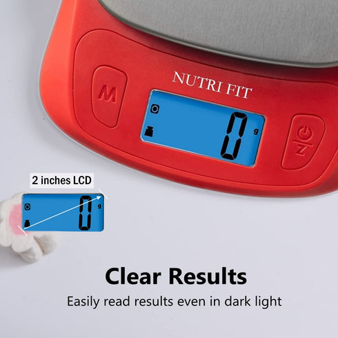 NUTRI FIT Ultra Slim Food Scale Digital Kitchen 1g Increment Measure in lb oz ml High Precision Weight in Grams and oz for Coffee Making, Meal Pre...