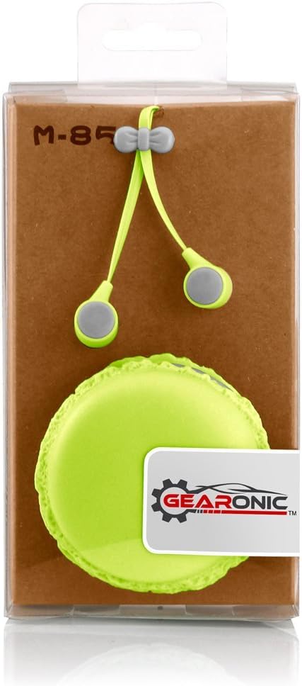 GEARONIC TM Cute 3.5mm in Ear Earphones Earbuds Headset with Macaroon Ear Buds Organizer Box Case compatible with smart phones PC MP3 (Green)...