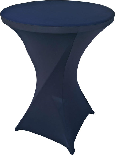 Navy Blue 32 Inch Round x 43 Inch Tall Spandex Cocktail Tablecloth Folding Cover Stretch...