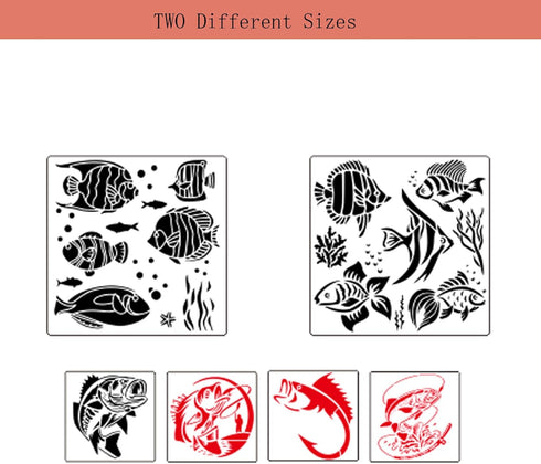 Fish Stencils for Painting Reusable Fishing Stencils Large Fisherman Template Paint Stencils for Painting on Wood Burning DIY Art Craft Fabric Can...