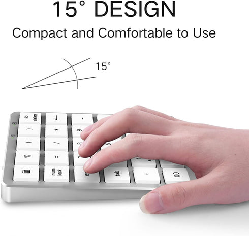 PINKCAT Wireless Number Pad, 28 Keys Numeric Keypad with 2.4G Mini USB Receiver, Portable Number Numpad Financial Accounting for Laptop, PC, Noteb...