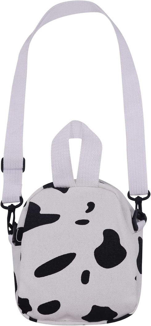 JUMISEE Cute Cow Print Canvas Crossbody Purse Small Cell Phone Bag Shoulder Handbag for Men Women Kids...