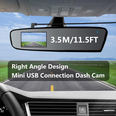Right Angle Dash Cam Power Cord 11.5FT,90 Degree Mini USB Charging Cable 24AWG for Garmin Nuvi GPS,Canon Camera,Dash Cam etc Mini USB Devices(Blac...
