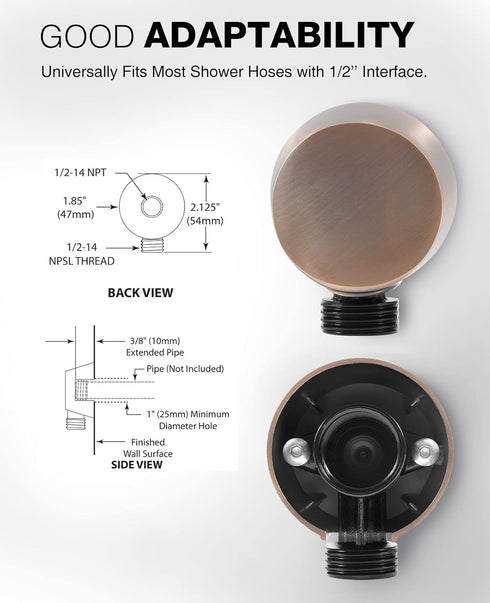 A725ORB Round Drop Ell Handheld Shower Wall Connector, Oil-Rubbed Bronze...