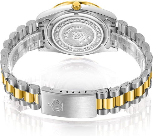 Reginald Mens Watches Hands Sapphire Full Gold Stainless Steel Quartz Dial Unisex Watch...