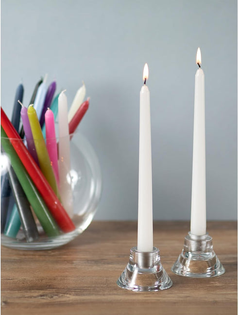 CANDWAX White Taper Candles 12 inch Dripless - Set of 4 Tapered Candles Ideal as Dinner Candles - Smokeless and Unscented Taper Candles Long Burni...