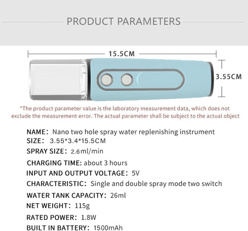 Nano Facial Mister, Cool Mist Face Steamer with 2 Spray Nozzle, USB Rechargeable, Visual Water Tank, Nano Mister for Eyelash Extensions, Skin Care...