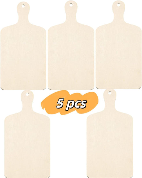 5 Pack Unfinished Wood Cutting Board 11.8"L x 6.3"W, 2.5mm Wooden Paddle Cheese Bread Board Set Chopping Board Serving Tray for Craft...