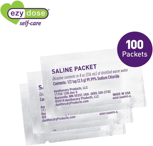 EZY DOSE Saline Nasal Rinse Packets, Individually Wrapped Sinus Refill Packets, Nasal Relief, 100 Count, Made in The USA...