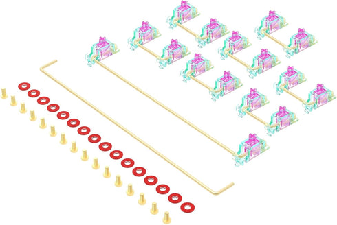 Stabilizer V2, Screw in Stabilizers with 2u 6.25u 7u Wires, PCB Mount Keyboard Stabilizers for Mechanical Keyboards (V2 Teal Pink 100% Kit)...