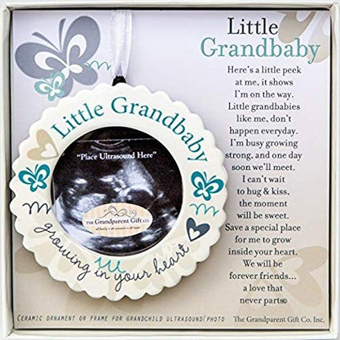 Little Grandbaby Growing In Your Heart Ultrasound Photo Ornament and Poem (Ornament Boxed w/ Poem)...