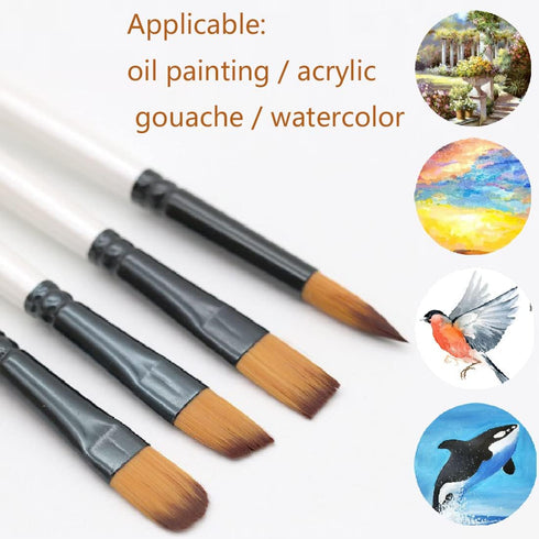Brush Set, 4 Packs of 24 Nylon Brushes, Suitable for Professional Sets of Multi-Purpose Oil Painting Watercolor Artists, Miniature Details and Roc...