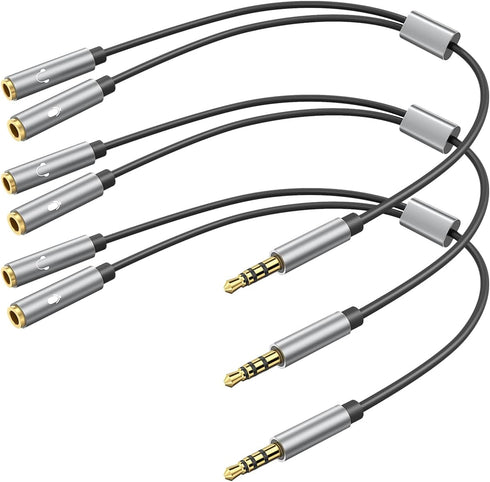 Headphone Splitter TRRS Headset Adapter Y Splitter Cable Stereo Male to 2 Female Separate Mic and Audio Compatible with PS4 Xbox One Laptop Phone ...