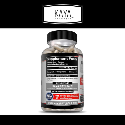 Kaya Naturals - CoQ10 Power Antioxidant Supplement - Aids in Heart Health and Immune Function - Restores Daily Cellular and Energy Production - 30...