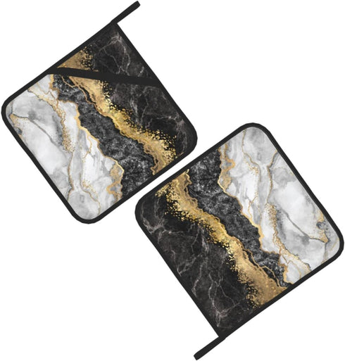 Black and white marble pan covers (set of 2), heat-resistant and sturdy for kitchen, cooking, baking, grilling and more....