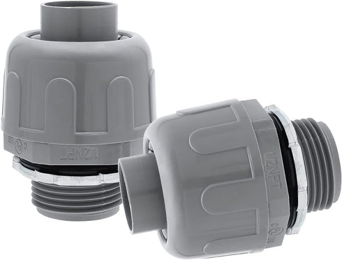 2pcs 1/2 Inch NPT Liquid Tight Connector, 180-Degree Electrical Conduit Connector Fitting...