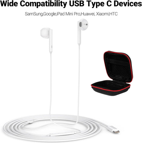 USB C Earbuds Wired Headphones for iPhone 15 Plus Samsung S24 S23 S22 A55 A54, USB Type C Earbuds with Micriphone Hi-fi DAC Volume Control for iPa...