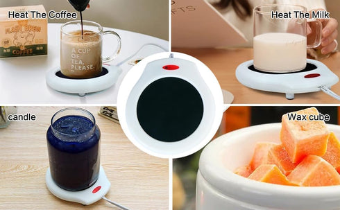 Home&Office Desktop Electric Mug Warmer-Coffee/Tea/Cocoa/Soup-Scented Candles Gift for Winter 2pcs(White and Black (CFW002-White Black)...