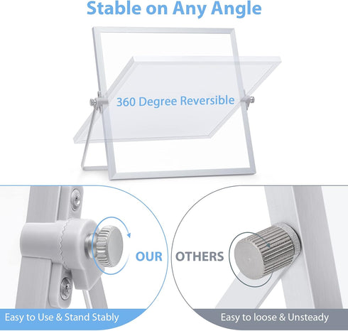 ARCOBIS Small WhiteBoard with Stand 10" X 10", Magnetic Double-Sided Dry Erase White Board Easel for Desk Students Home Office...