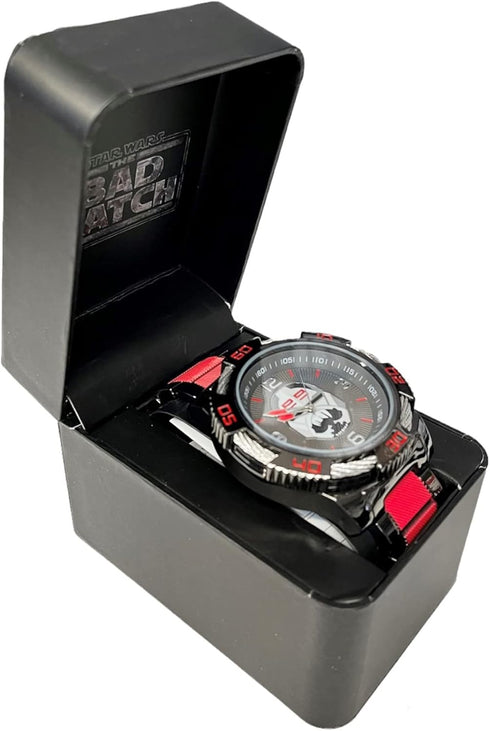 Accutime Men's Disney Lucas Film Star Wars: The Bad Batch Gun Metal Analog Quartz Wrist Watch with Red Accents for Male, Adults (Model: BAD8017AZ)...