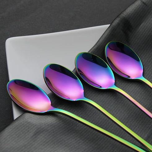 IQCWOOD Long Handle Iced Tea Spoons, Coffee Stirrers, 9-Inch Coffee Spoons, Rainbow Stainless Steel Ice Tea Spoons Stirrers Spoons Ice Cream Spoon...
