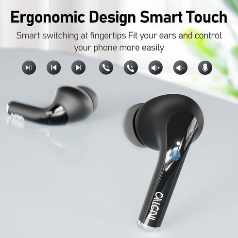 CALCINI Wireless Earbuds, Bluetooth Earbuds 5.3 with LED Power Display Charging Case (Black)...