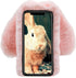 for Samsung Galaxy Note 8 Case, Rabbit Fur Ball Case,Luxury Cute 3D Homemade Diamond Winter Warm Soft Furry Fluffy Fuzzy Bunny Ear Plush Pink Phon...