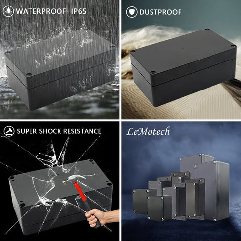 Junction Box IP65 Waterproof Dustproof ABS Plastic Universal Electric Project Enclosure with Fixed Ear Black 6.2x3.5x2.5 inch (2pc)...