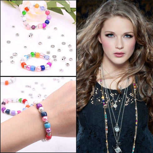 Cridoz Metal Spacer Beads for Making Bracelet, Necklace, Jewelry Making and Findings Accessories, 900Pcs, Silver...