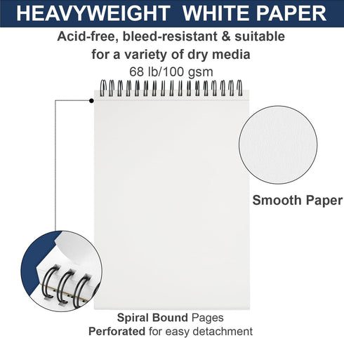 Ankkol 9x12 Sketchbook, Sketch Book Pack of 2, 200 Sheets (68 lb/100gsm), Spiral Bound Artist Sketch Pad, 100 Sheets Each, Sturdy Acid Free Drawin...