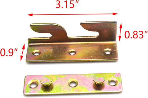 4Sets Bed Hinges Bed Rail Brackets 3.1" Double Hooks Heavy Duty Iron Replacement Part for Bed Frames Headboard Footboard with Screws(80mm/3.1inch)...