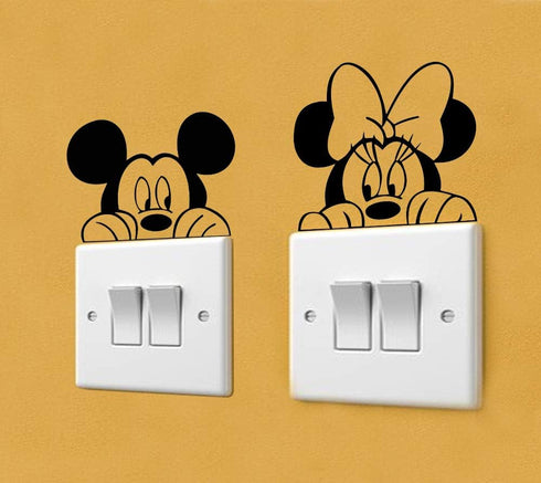 Light Switch Cool Decals | Baby room Stickers (9 x 3.5, Mickey & Minnie)...