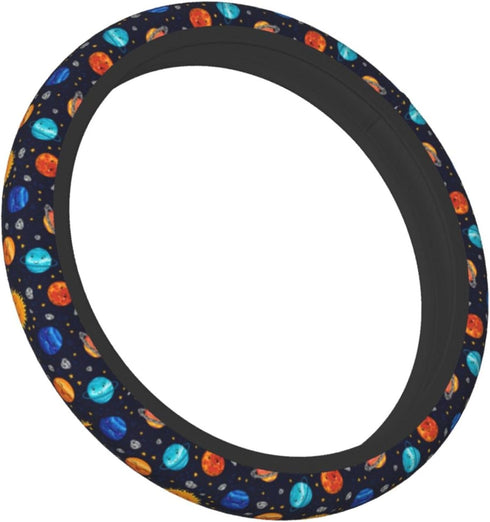 Steering Wheel Cover for Women Men Colorful Cartoon Space Planets Neoprene Steering Wheel Protector Universal Fit Most Car Sedans SUVs - 15 Inch...